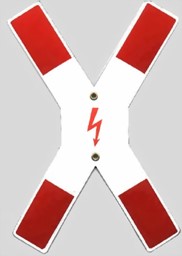 Show details for St. Andrews cross with flashsymbol Picture of St. Andrews cross with flashsymbol