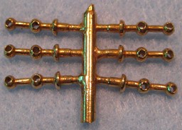 Show details for Double handrail stanchion, brass Picture of Double handrail stanchion, brass