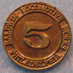 Zeige Details für Frontnummernplatte Nr.5 mit Baldwin-Signum Bild von Frontnummernplatte Nr.5 mit Baldwin-Signum