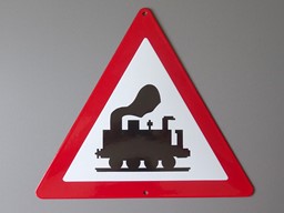 Bild von Verkehrsschild mit Dampflok, Kantenlänge 250mm