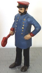 Show details for Stationmaster with departure signal Picture of Stationmaster with departure signal