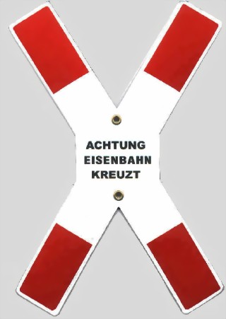 Picture of St. Andrews cross Achtung Eisenbahn kreuzt