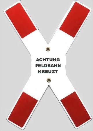 Picture of St. Andrews cross Achtung Feldbahn kreuzt